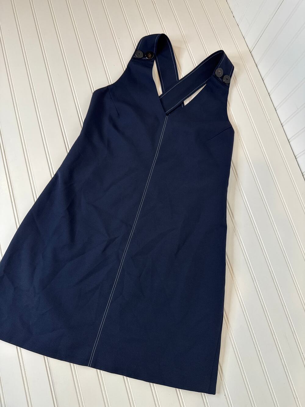 Misha Nonoo Dark Wash Blue Denim Mini Overall Dress Cotton Casual Size M